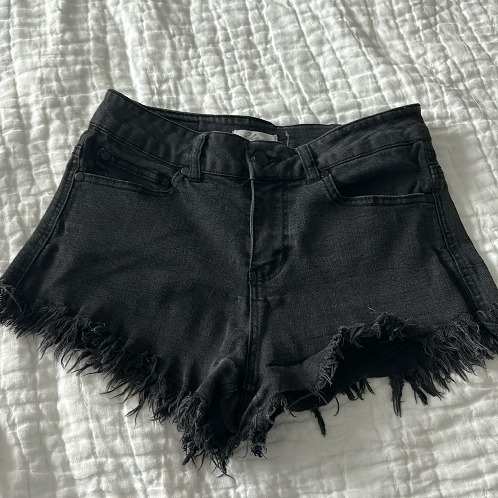 ELAN Black Cut Off Jean Shorts